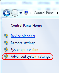 Windows 7 System Control Panel, Advanced System Settings